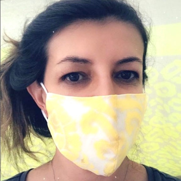 Covid is back - Yellow Brocade Mask - NEW - Picture 5 of 5